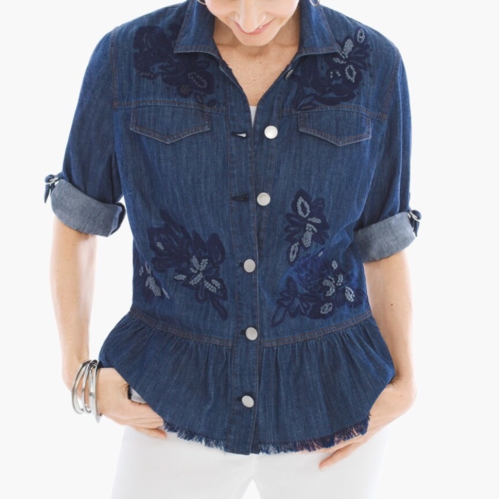 EMBROIDERED FEMININE DENIM JACKET